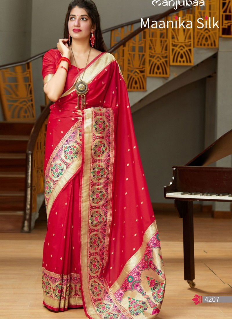 Pink Colour Latest Designer Fancy Festive Wear Heavy Pure Silk Printed Sarees Collection 4206